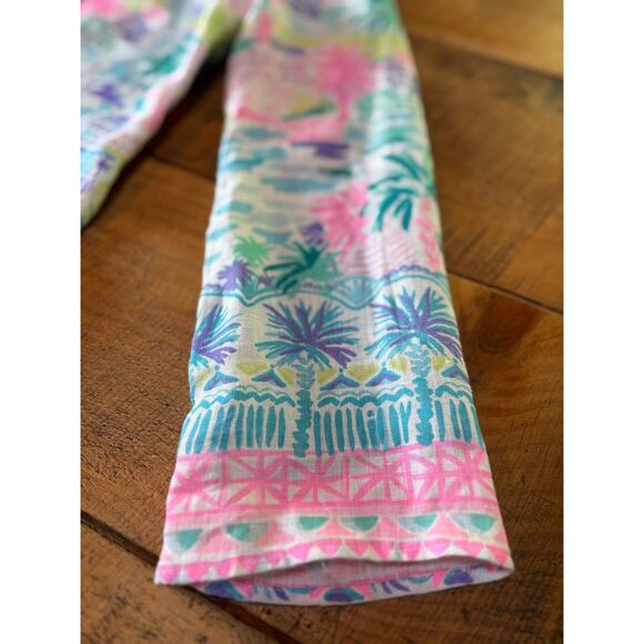 Womens Lilly Pulitzer Ocean Cove 100% Linen Tunic Blouse Top Blue Pink Size XS - Picture 7 of 13